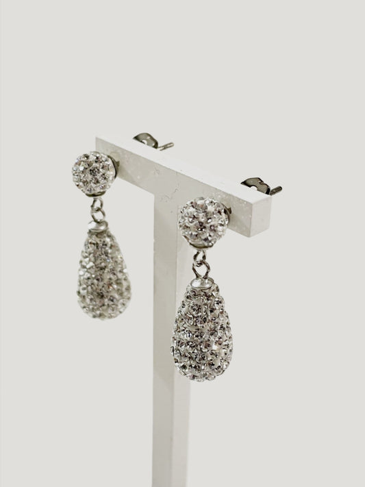 Tresor Paris White Crystal Pear Shaped Drop Earrings