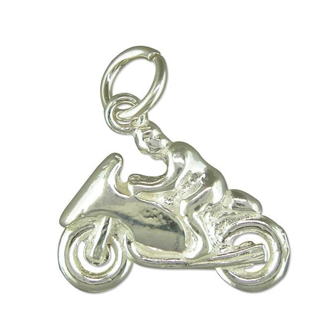 TT Racing Motorbike Charm Sterling Silver