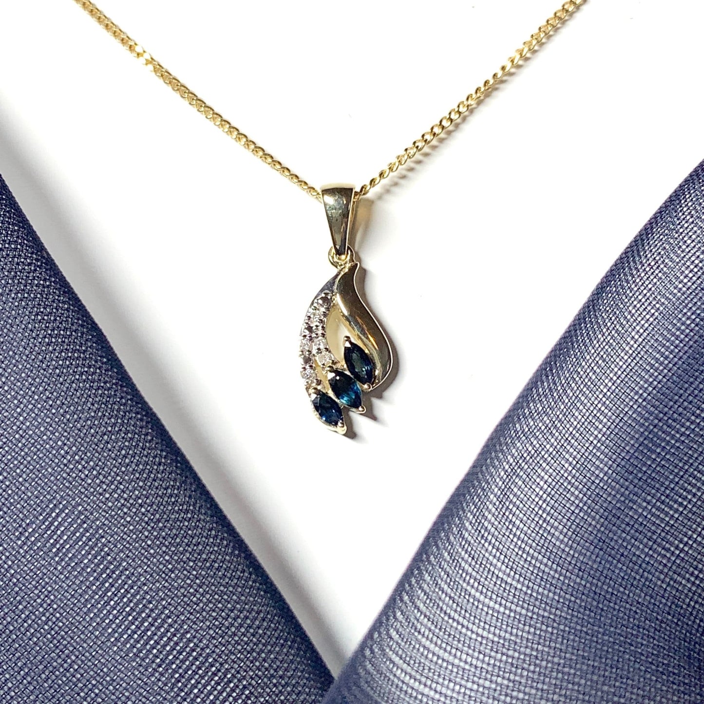 Yellow Gold Sapphire and Diamond Spray Necklace