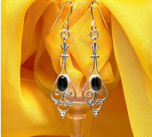 Onyx and jet earrings