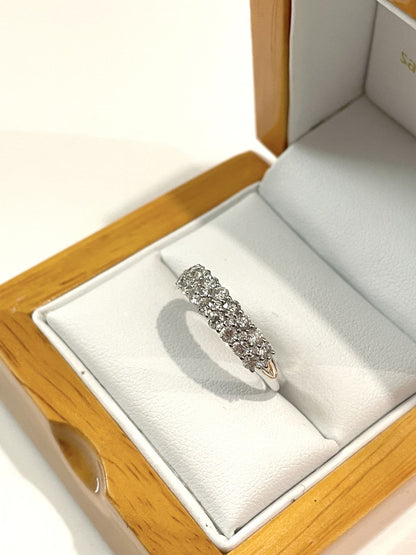 1.08 Carat diamond eternity ring white gold three row