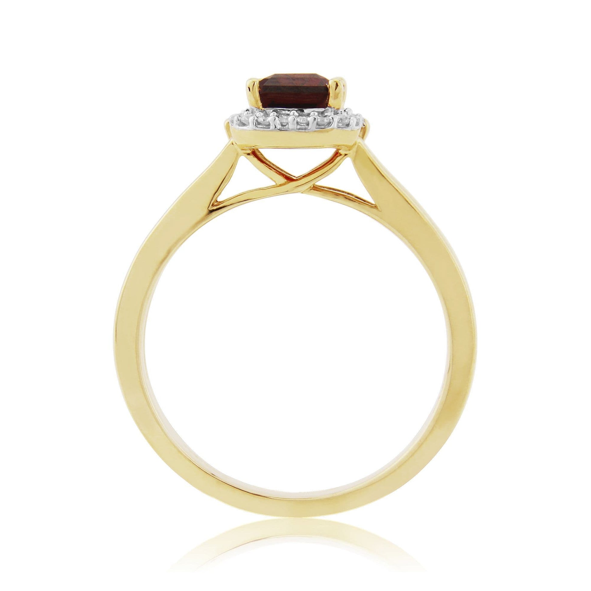 1.25 Carat garnet and diamond yellow gold octagonal cluster ring