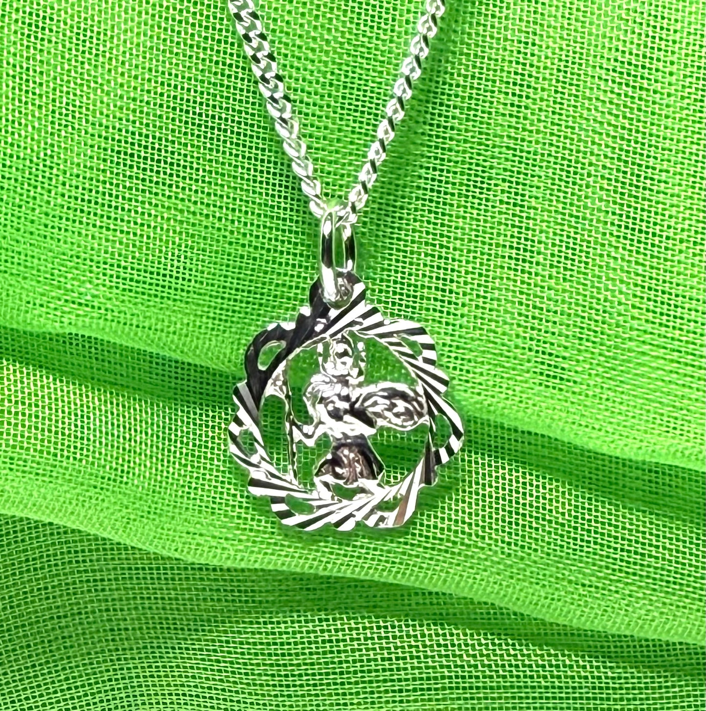13 mm Sterling silver fancy Saint Christopher including chain