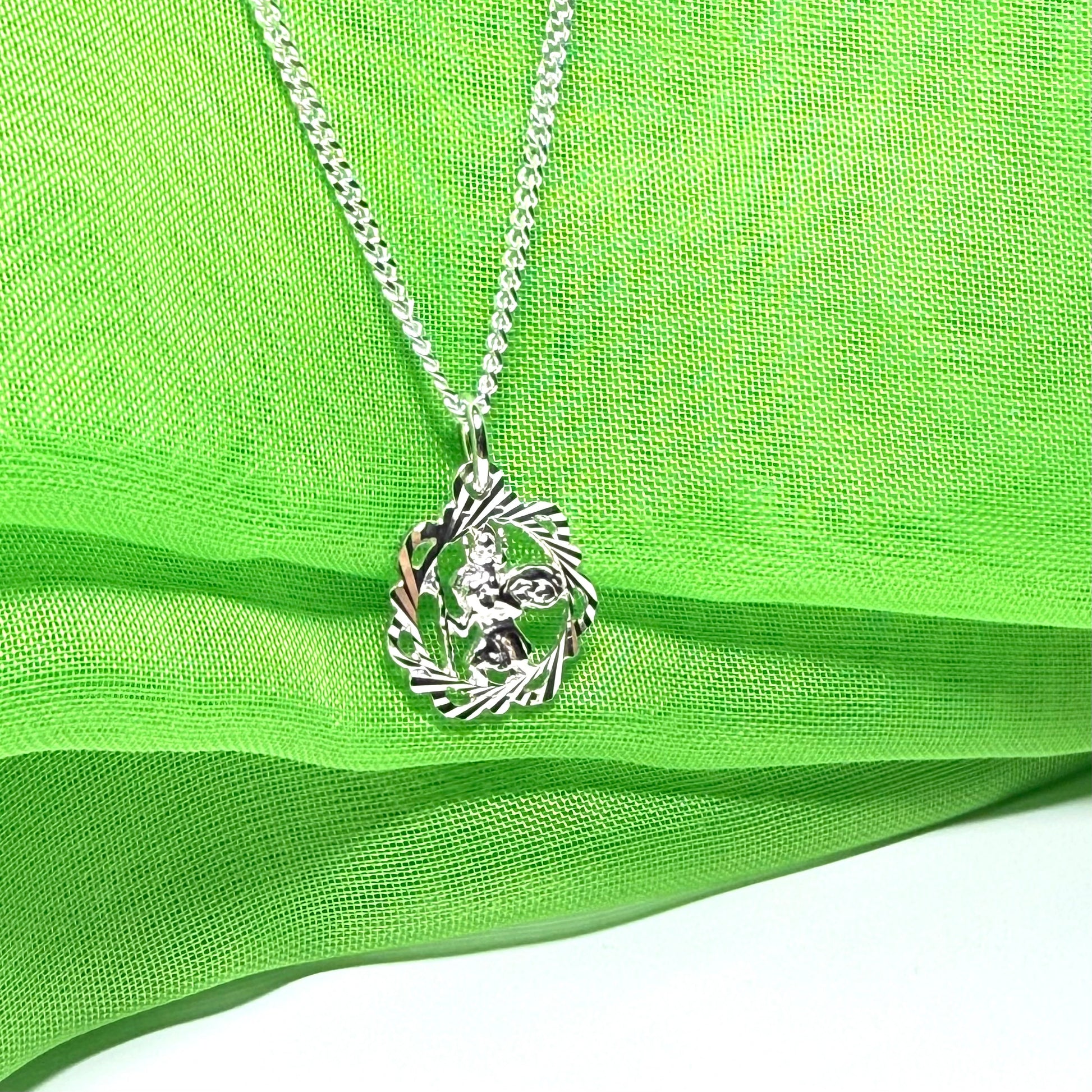 13 mm Sterling silver fancy Saint Christopher including chain