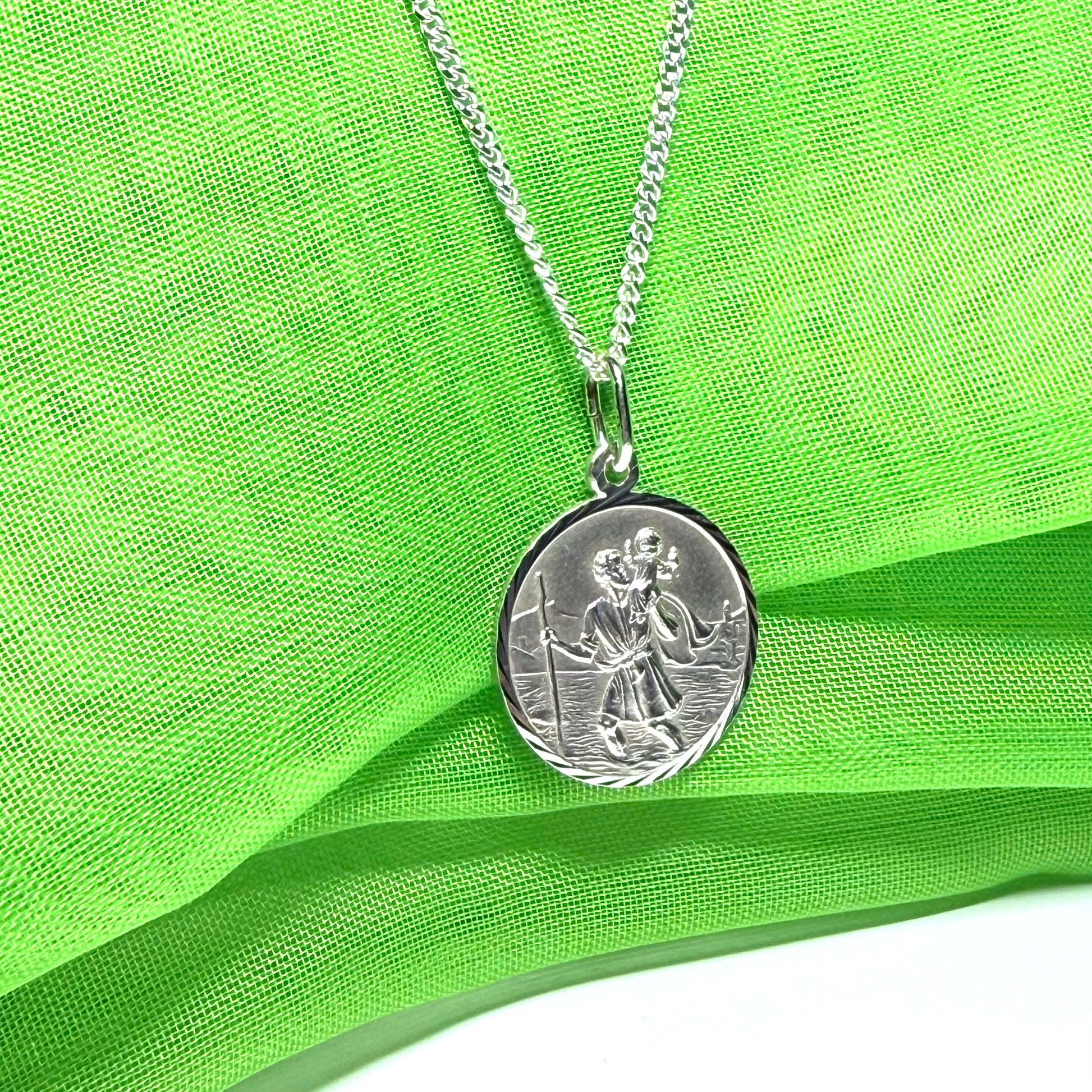 Sterling Silver Round St. Christopher 18 mm