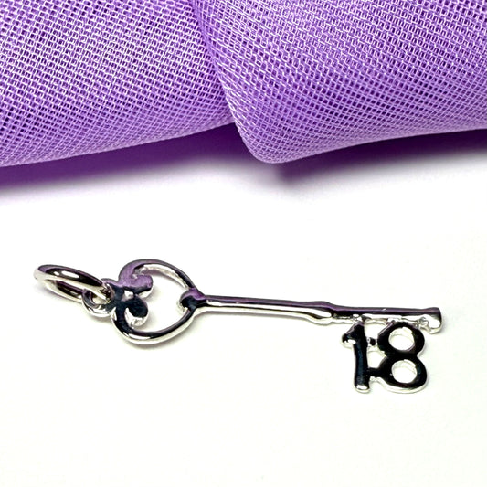 18th Birthday Key Sterling Silver Charm