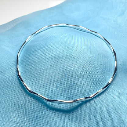 2.25 mm Round Faceted Plain Sterling Silver Polished Slave Bangle