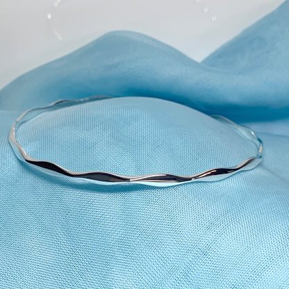 2.25 mm Round Faceted Plain Sterling Silver Polished Slave Bangle