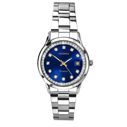 2147 Sekonda Midnight Star Round Blue Ladies Stainless Steel Bracelet Watch