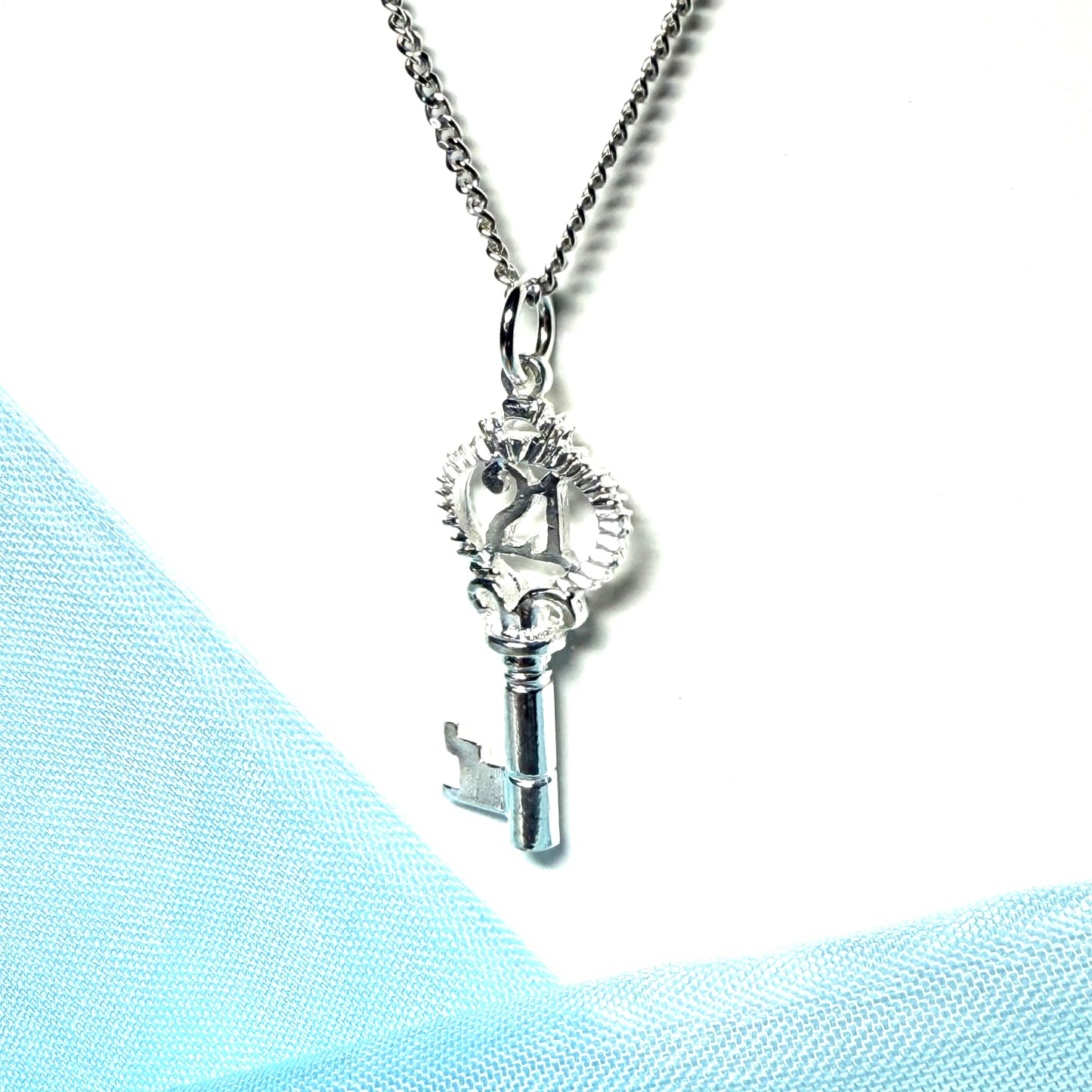 21 Key sterling silver necklace pendant including chain