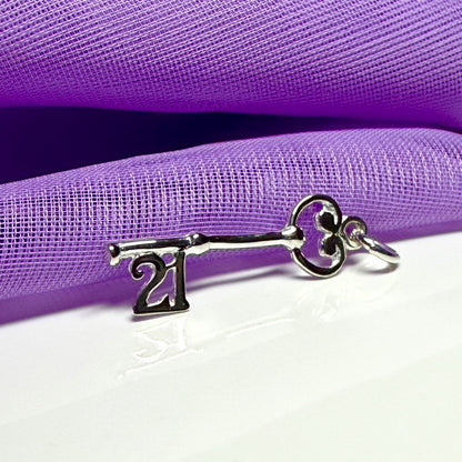 21st Key Birthday sterling silver charm