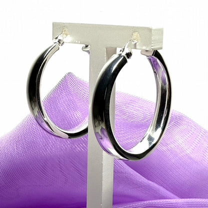 24 mm sterling silver hoop earrings round