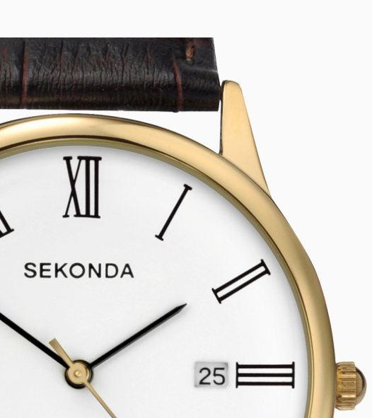 3676 Sekonda Round Watch Men's With A Really Clear Dial White Dial With Black Roman Numbers showing the date display