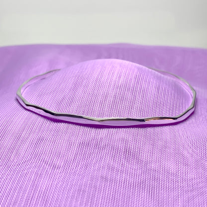 3 mm round faceted plain sterling silver polished slave bangle