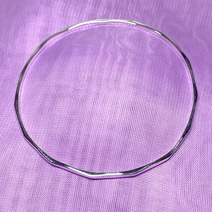 3 mm round faceted plain sterling silver polished slave bangle