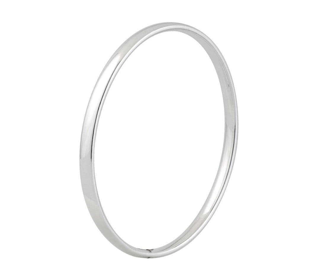 4.5 mm rounded plain sterling silver polished bangle
