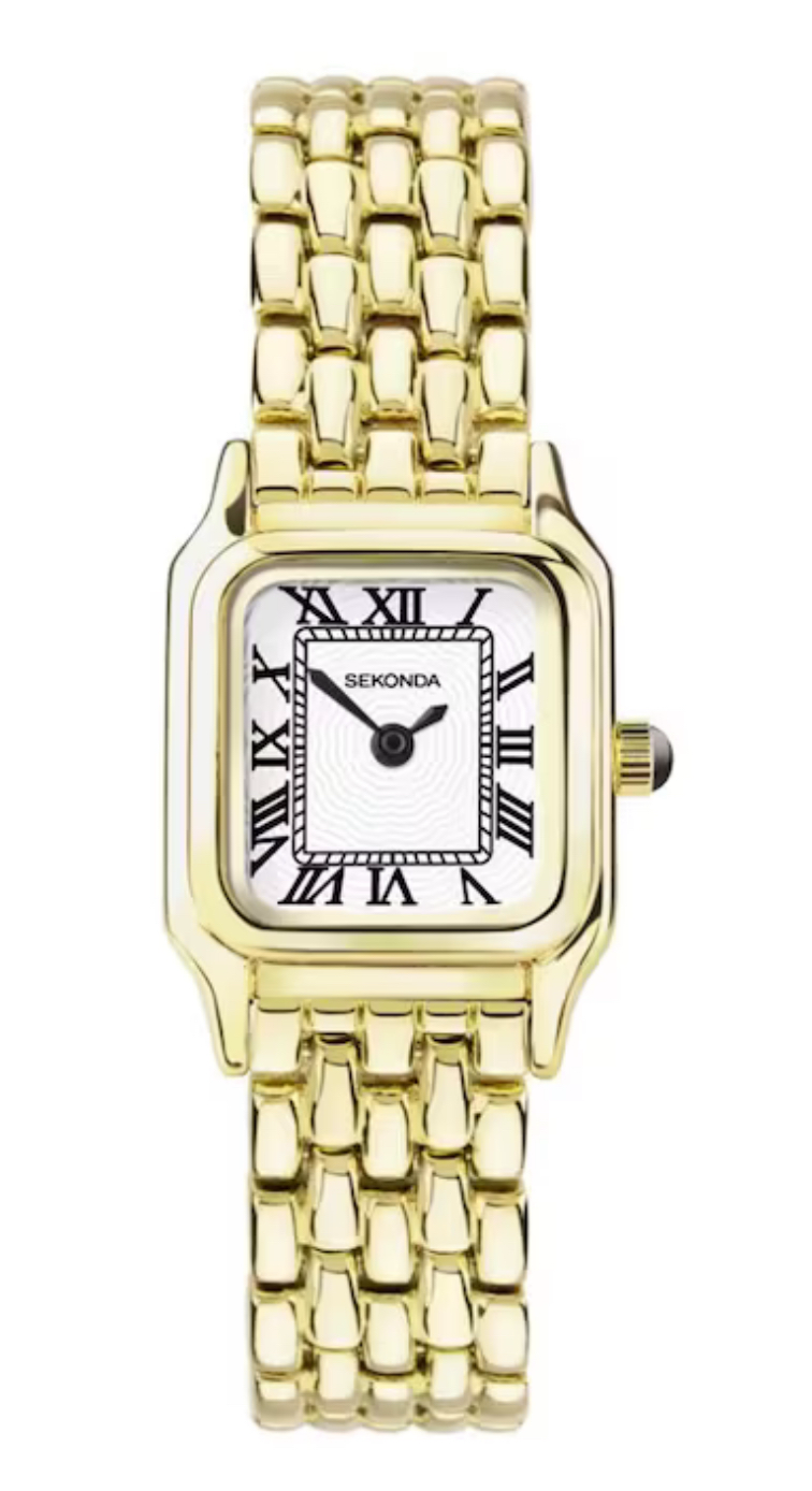 40144 Sekonda watch ladies square gold plated bracelet roman numerals