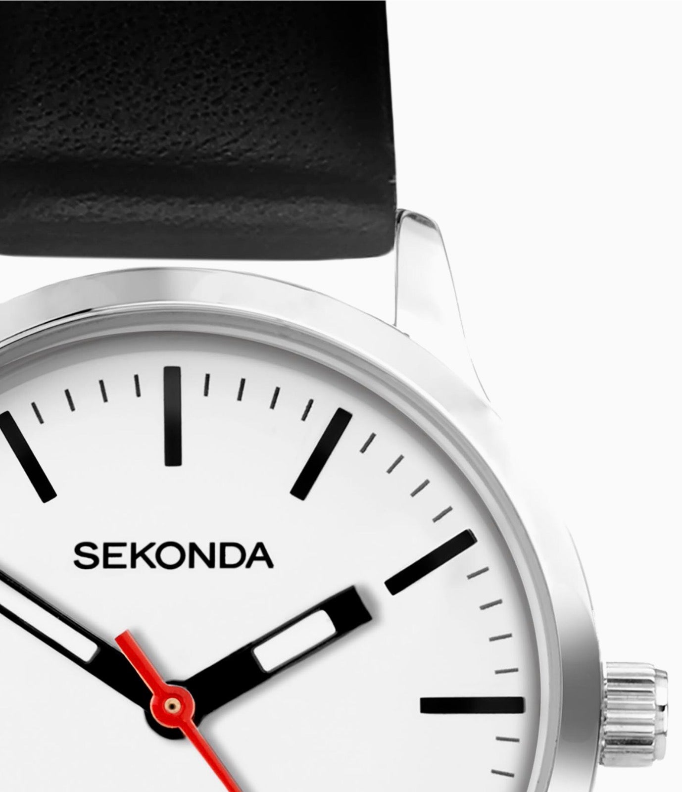 40480 Sekonda Nordic Ladies Watch | Silver Case & Black Leather Strap with White Dial