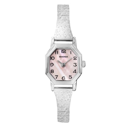 40496 Sekonda watch ladies silver plated expanding bracelet clear dial Arabic