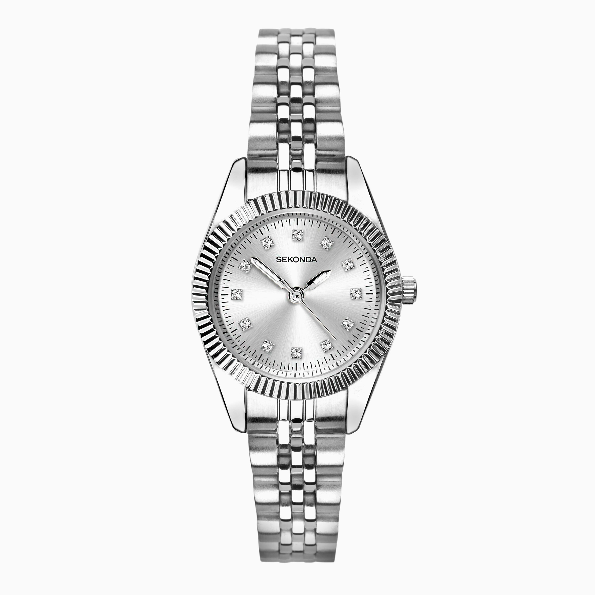 40689 Sekonda Round Crystal Set Ladies Stainless Steel Watch