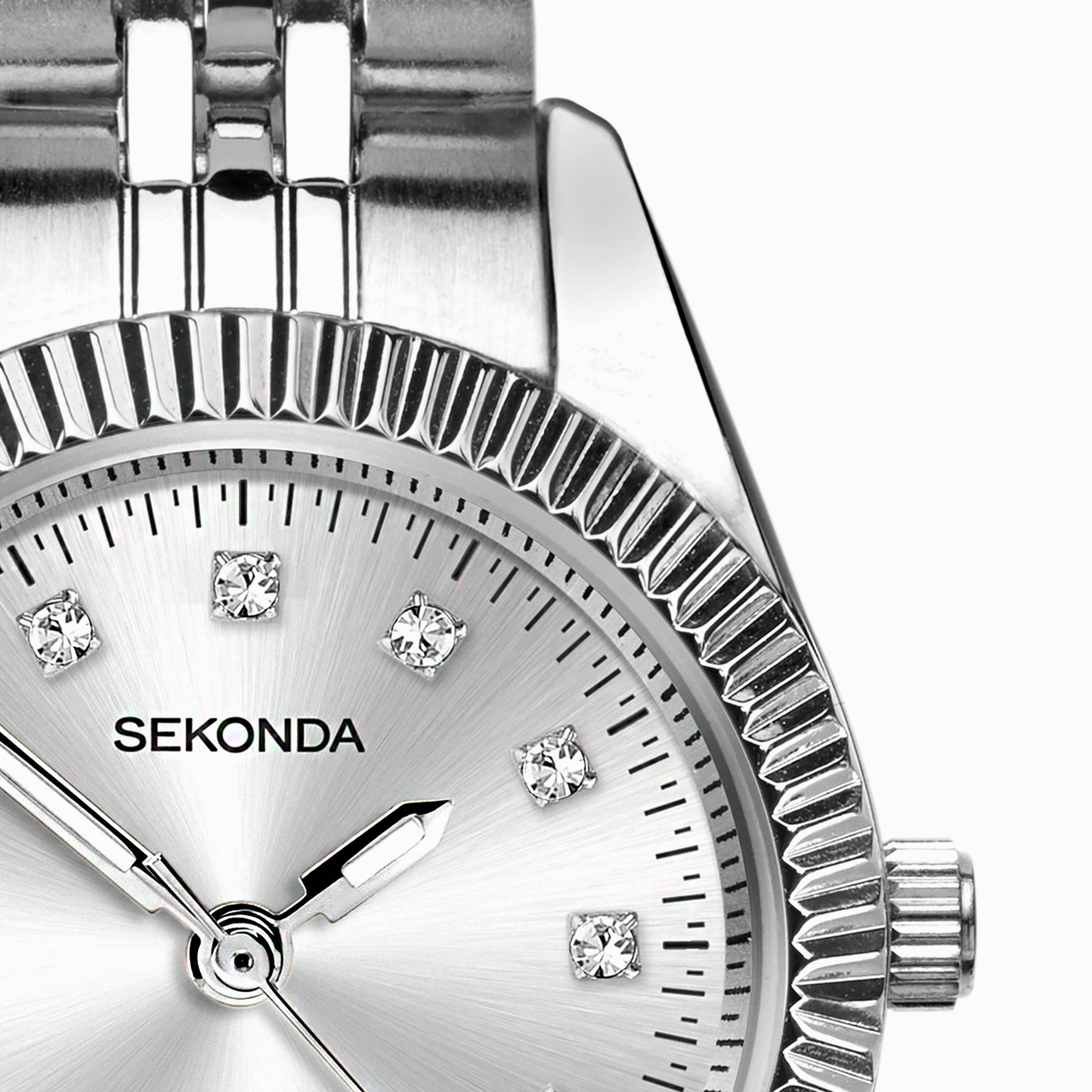 40689 Sekonda Round Crystal Set Ladies Stainless Steel Watch