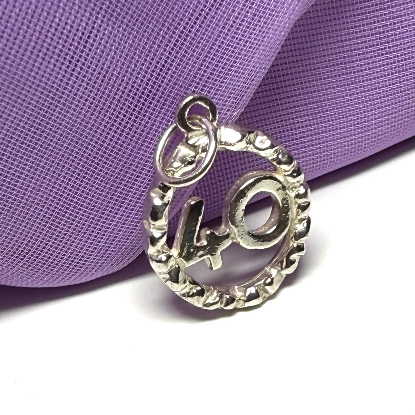 40th Birthday Round Circle Solid Sterling Silver Charm