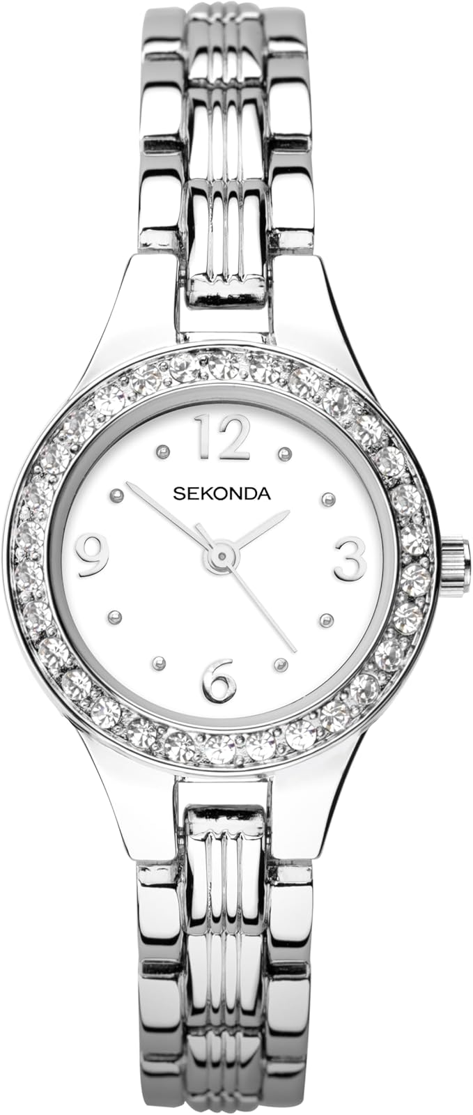 4297 Sekonda Round White Dial Crystal Set Ladies Stainless Steel Bracelet Watch