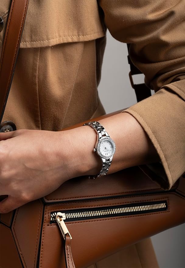 4297 Sekonda Round White Dial Crystal Set Ladies Stainless Steel Bracelet Watch