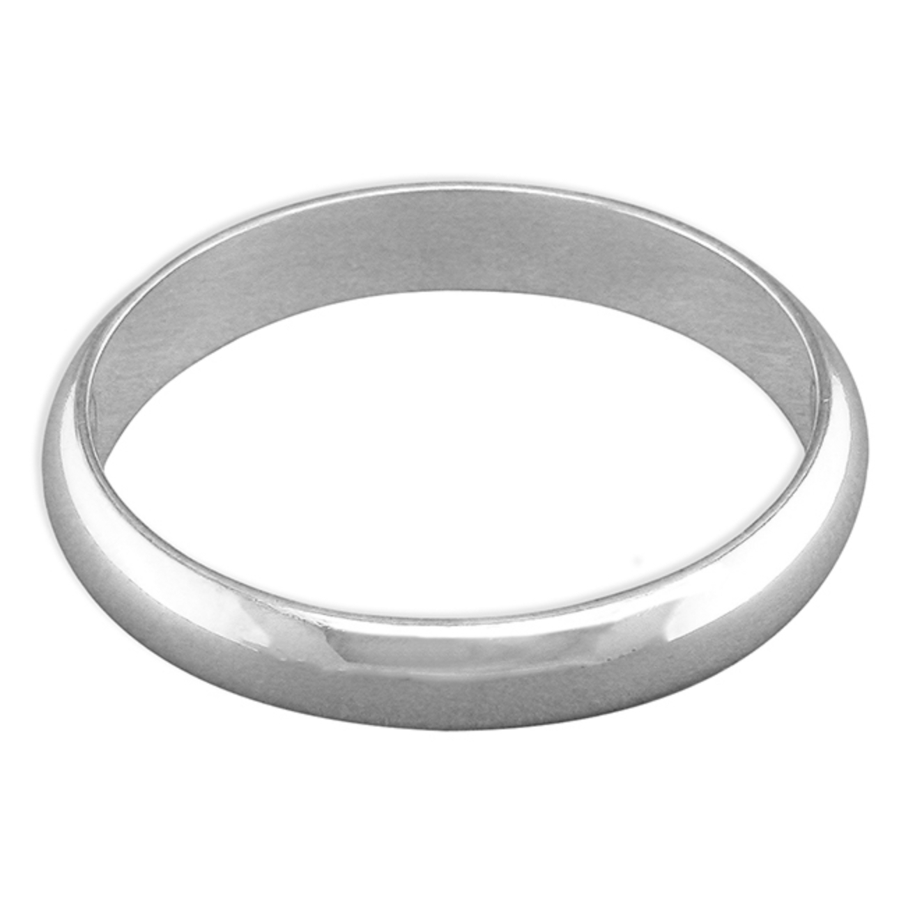 Polished plain sterling silver wedding ring 4 mm Wide