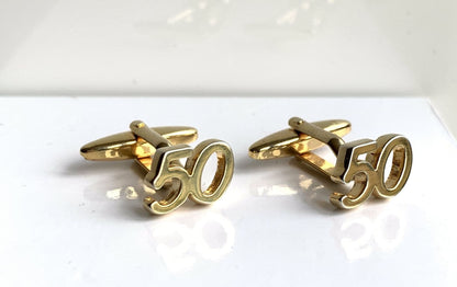 50th gold plated cufflinks 50