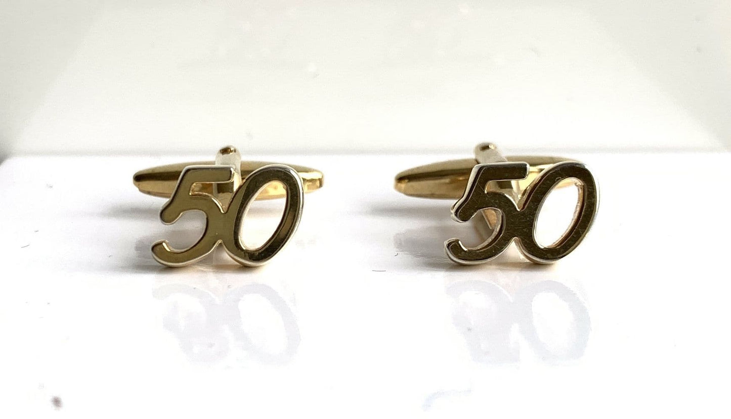 50th gold plated cufflinks 50