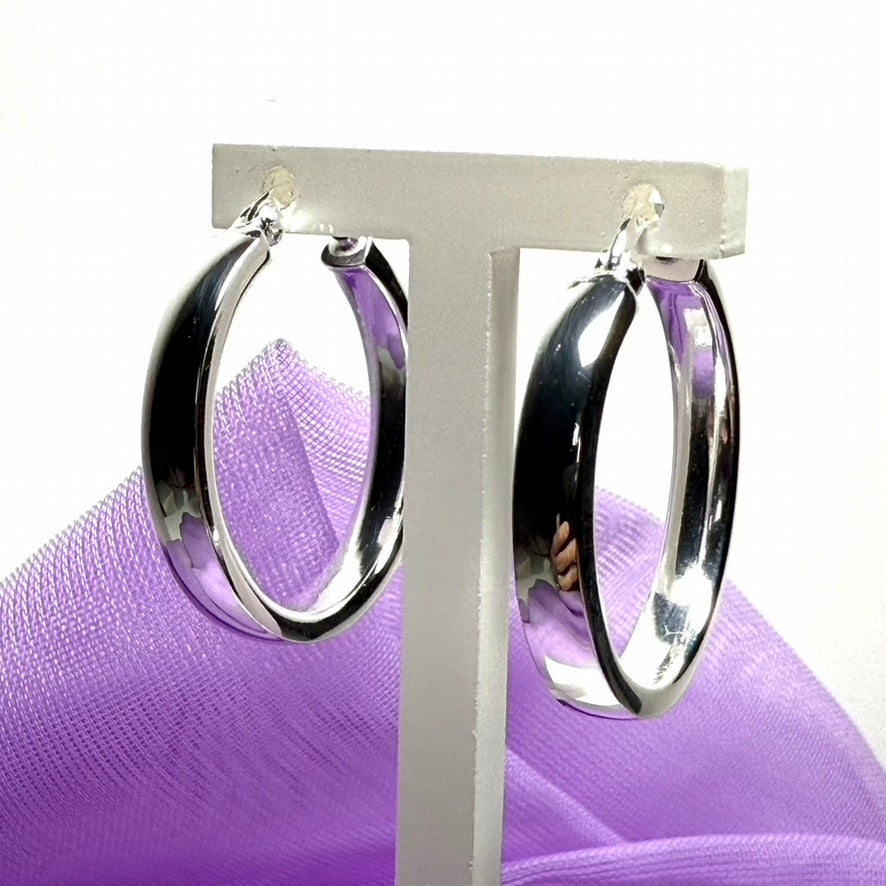 24 mm sterling silver hoop earrings round