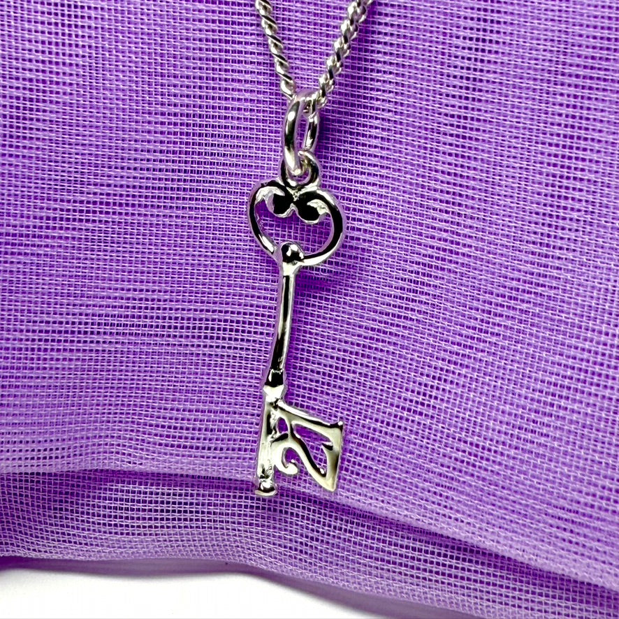 21st Key necklace sterling silver pendant