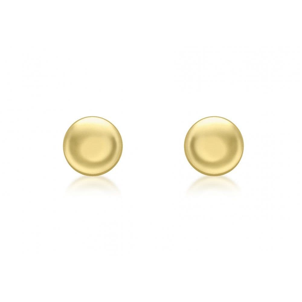 8.5 mm yellow gold round plain polished flat ball stud earrings