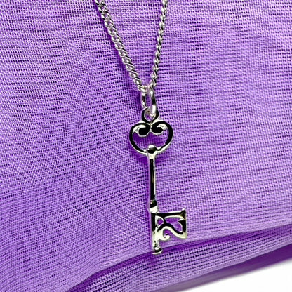 21st Key necklace sterling silver pendant