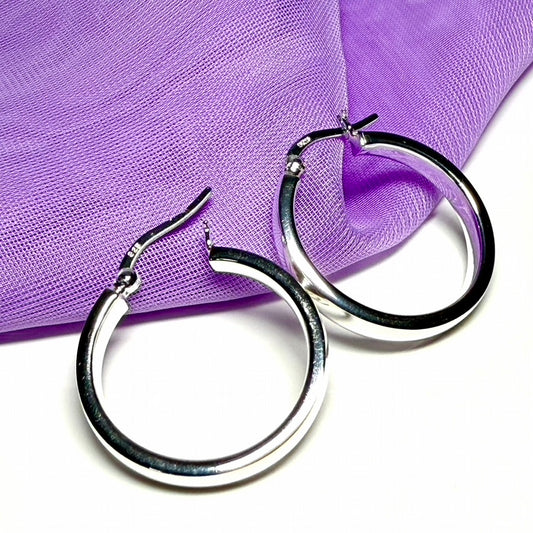 24 mm sterling silver hoop earrings round