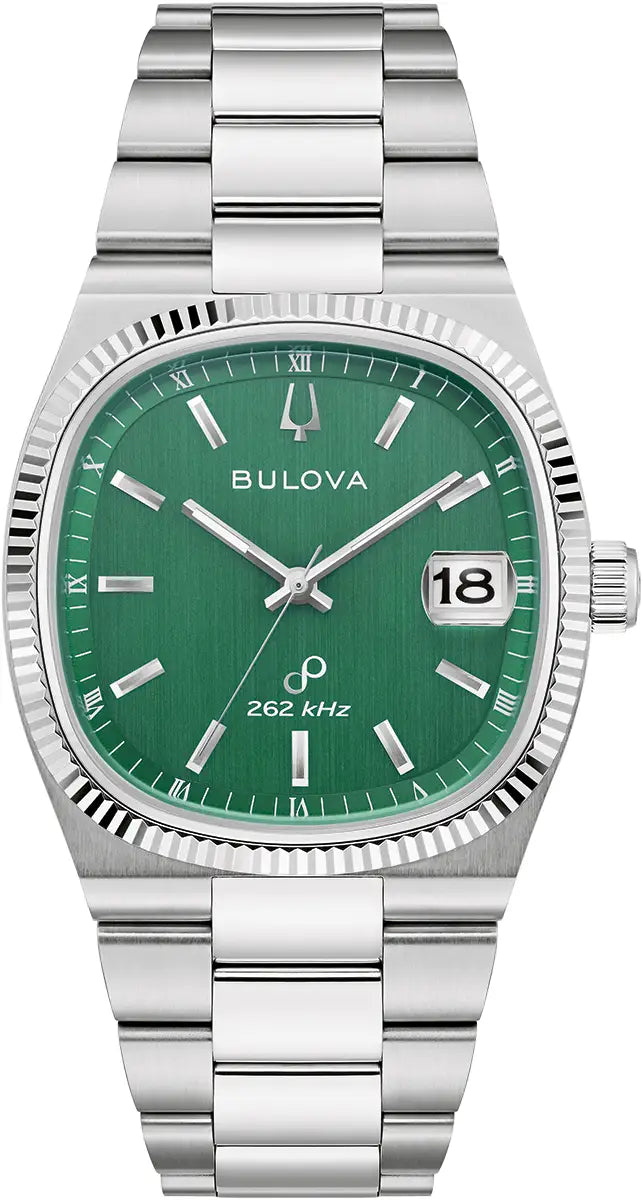 96B439 Bulova Watch Stainless Steel Green Dial Bracelet Super Seville Precisionist