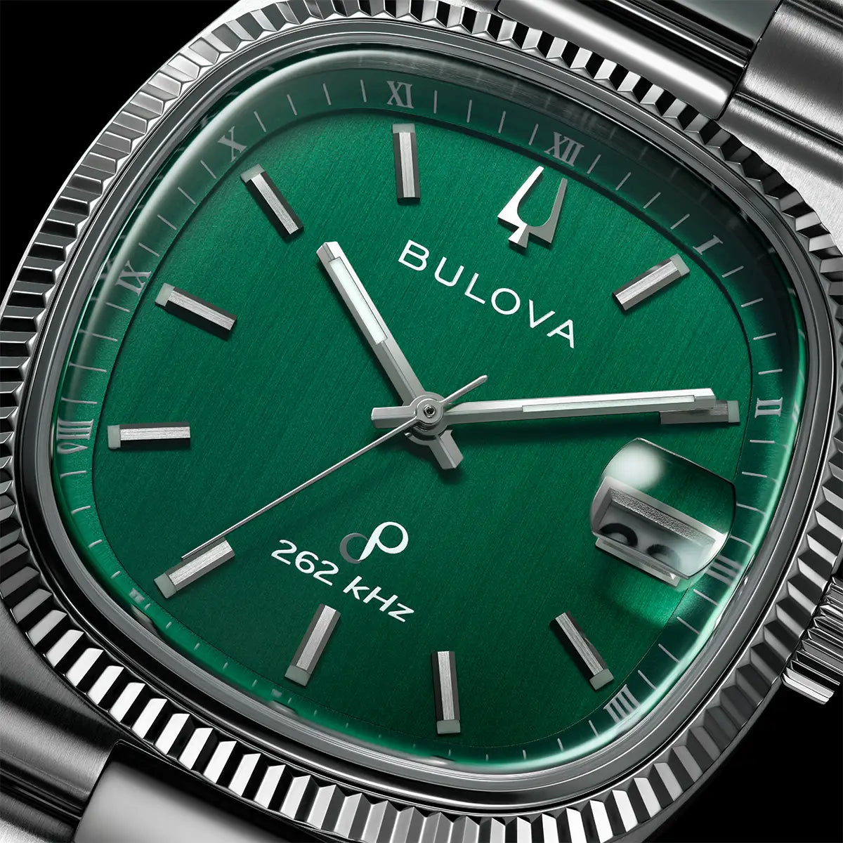 96B439 Bulova Watch Stainless Steel Green Dial Bracelet Super Seville Precisionist
