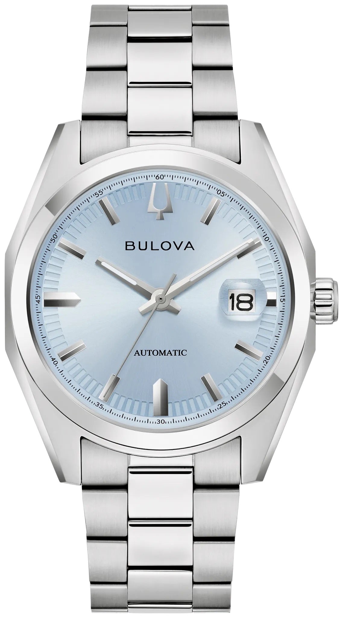 96B469 Bulova Automatic Watch Stainless Steel Silver Dial Bracelet Surveyor