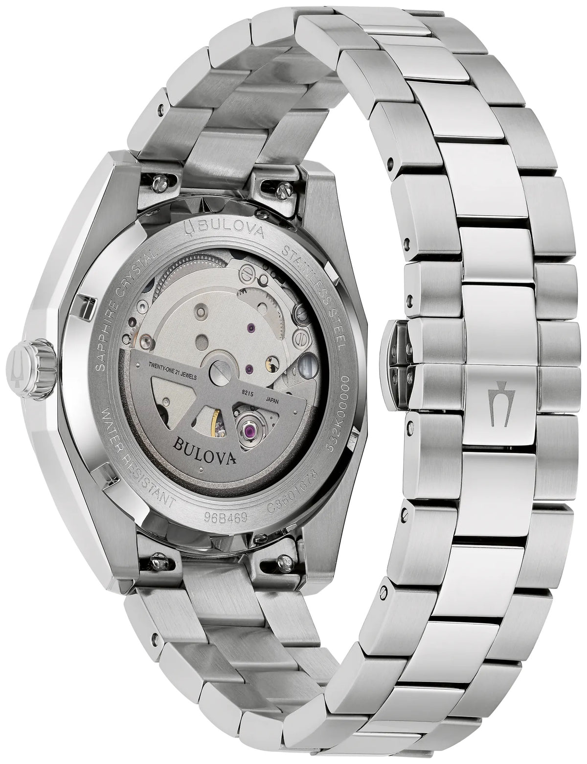 96B469 Bulova Automatic Watch Stainless Steel Silver Dial Bracelet Surveyor