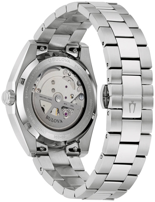 96B469 Bulova Automatic Watch Stainless Steel Silver Dial Bracelet Surveyor