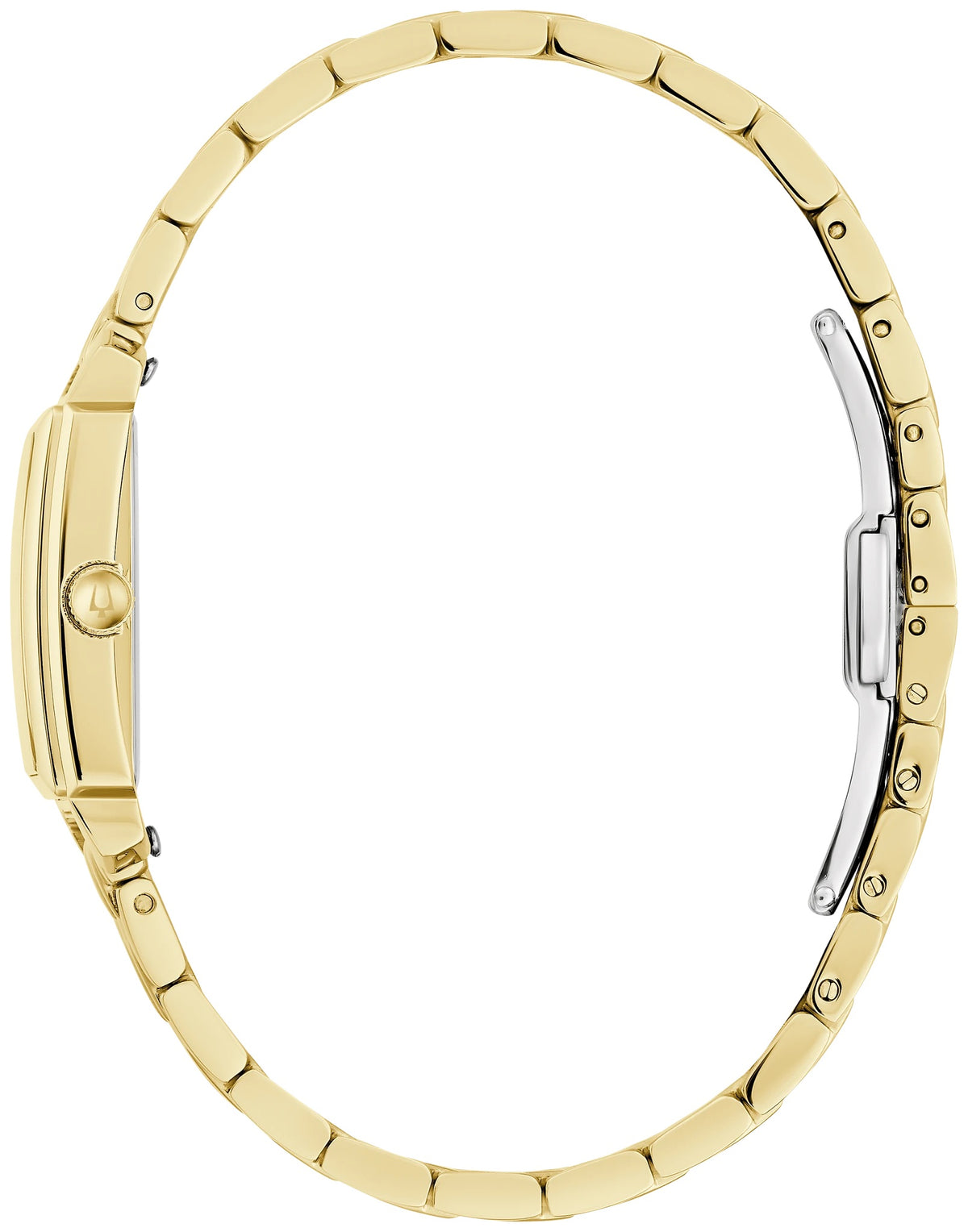 96L177 Bulova Square Watch Gold Plated Stainless Steel Mother of Pearl Dial Bracelet Sutton