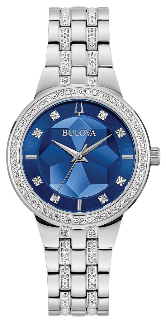 96L276 Bulova Bracelet Watch Stainless Steel Striking Blue Dial Phantom
