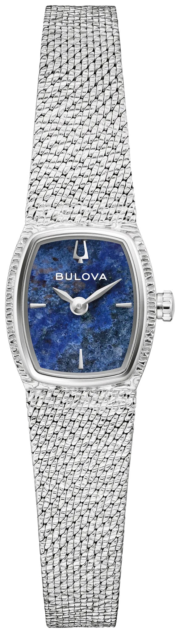 96L343 Bulova Bracelet Watch Stainless Steel Blue Dial Goddess of Time