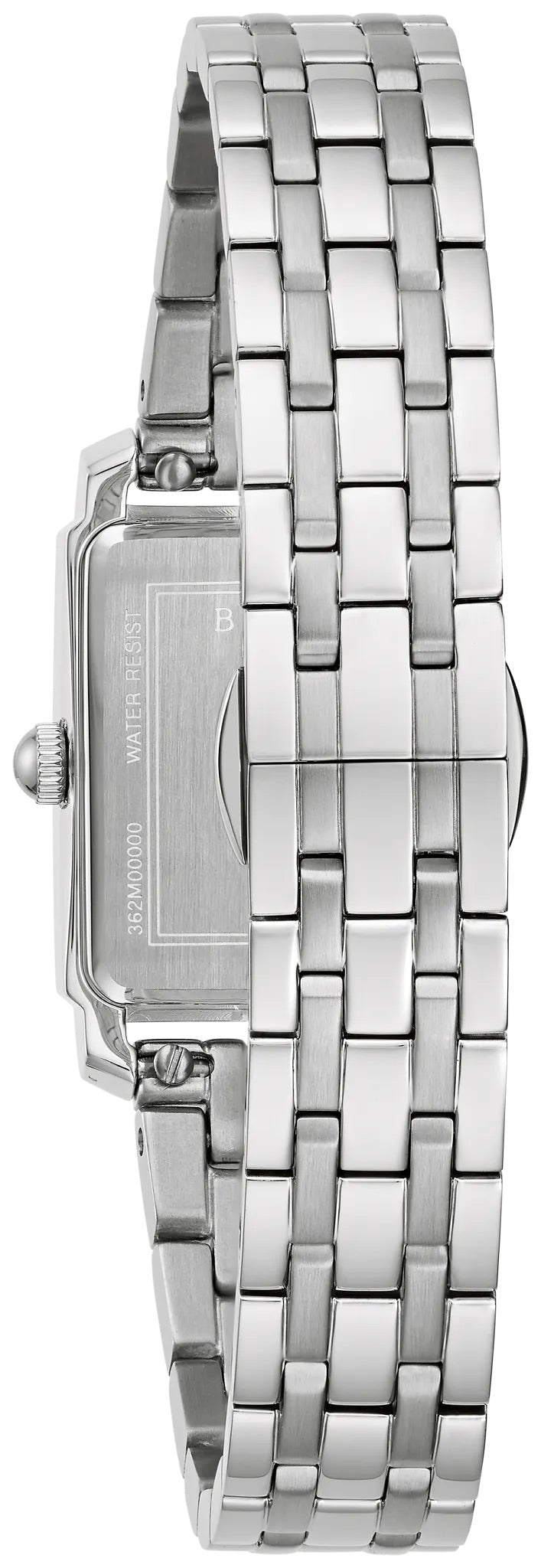 96P244 Bulova Square Diamond Set Watch Stainless Steel Silver Dial Bracelet Sutton