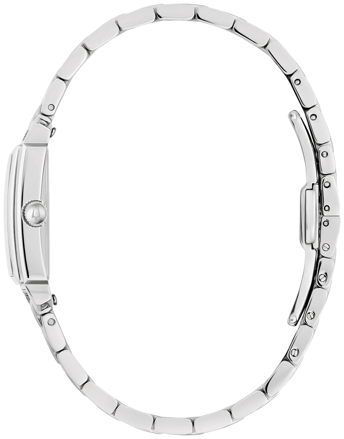 96P244 Bulova Square Diamond Set Watch Stainless Steel Silver Dial Bracelet Sutton