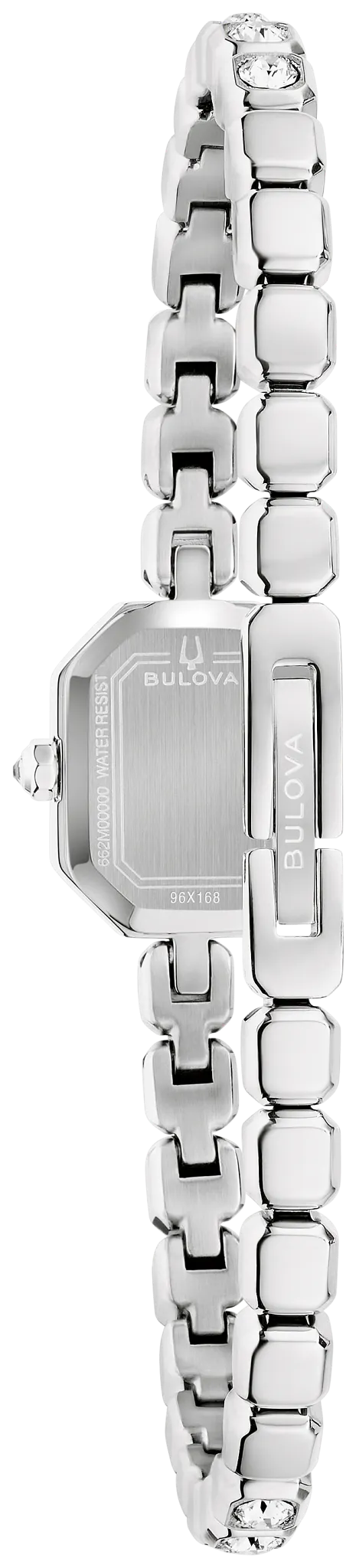 96X168 Bulova Bracelet Crystal Ladies Watch Stainless Steel Pink Dial Crystal Box Set With A Matching Bracelet