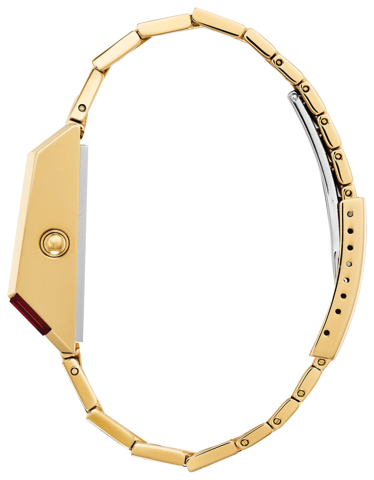 97C110 Bulova Watch Gold Plated Stainless Steel Bracelet Red Digital Computron