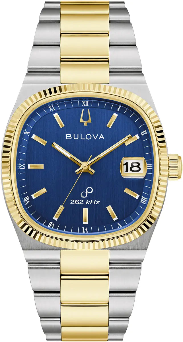 98A337 Bulova Watch Two Tone Stainless Steel Blue Dial Bracelet Super Seville Sodalite Precisionist