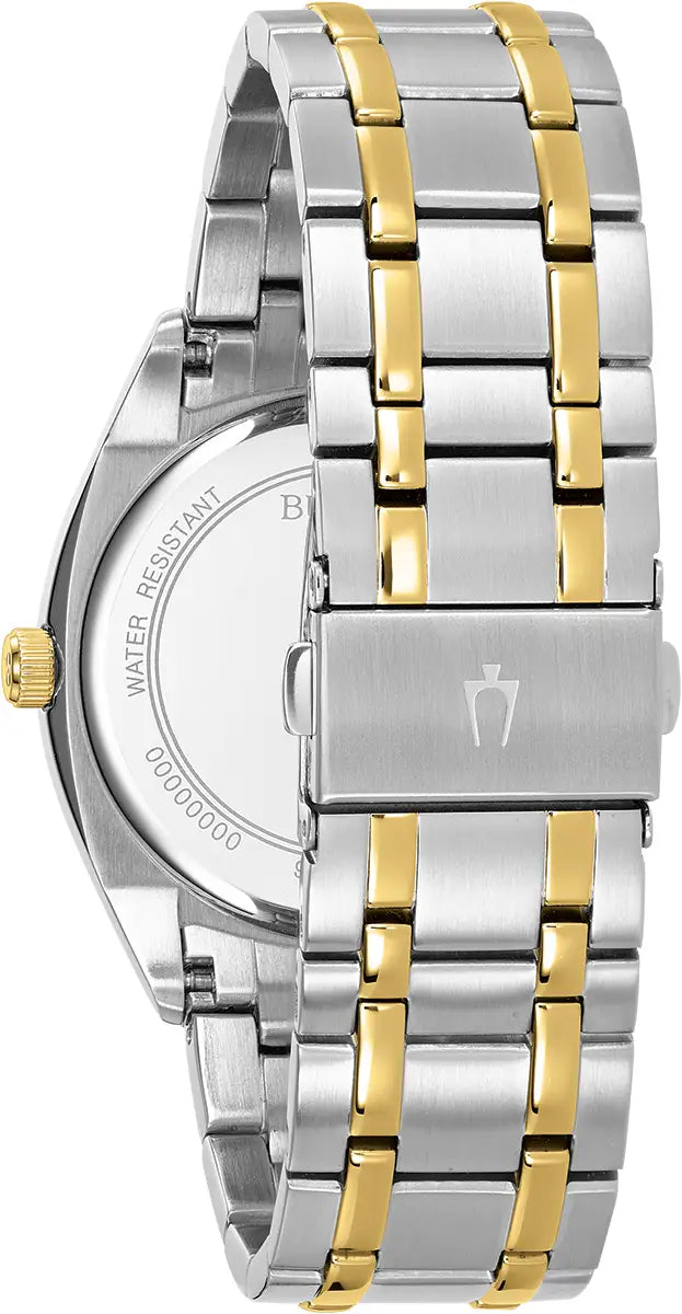 98C127 Bulova Watch Two Tone Stainless Steel Silver Dial Bracelet Surveyor